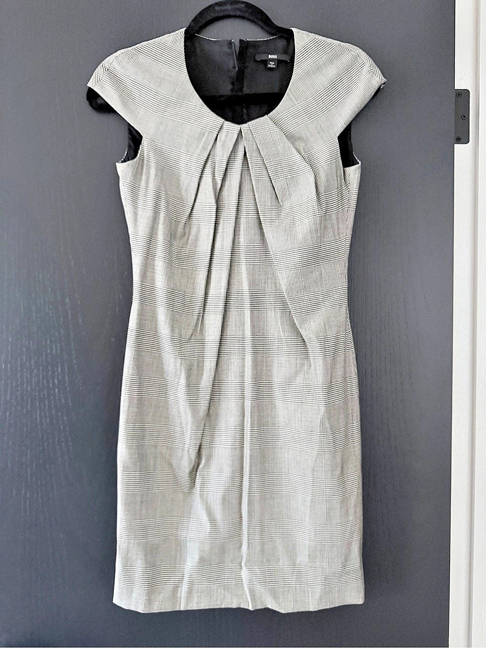 BOSS Gray & Black Patterned Mini Dress Like New